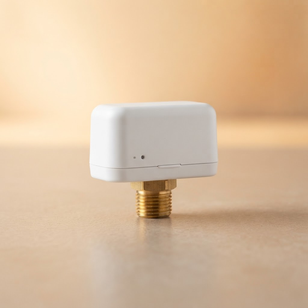 The Barkeep wireless pressure sensor with a gas line fitting.
